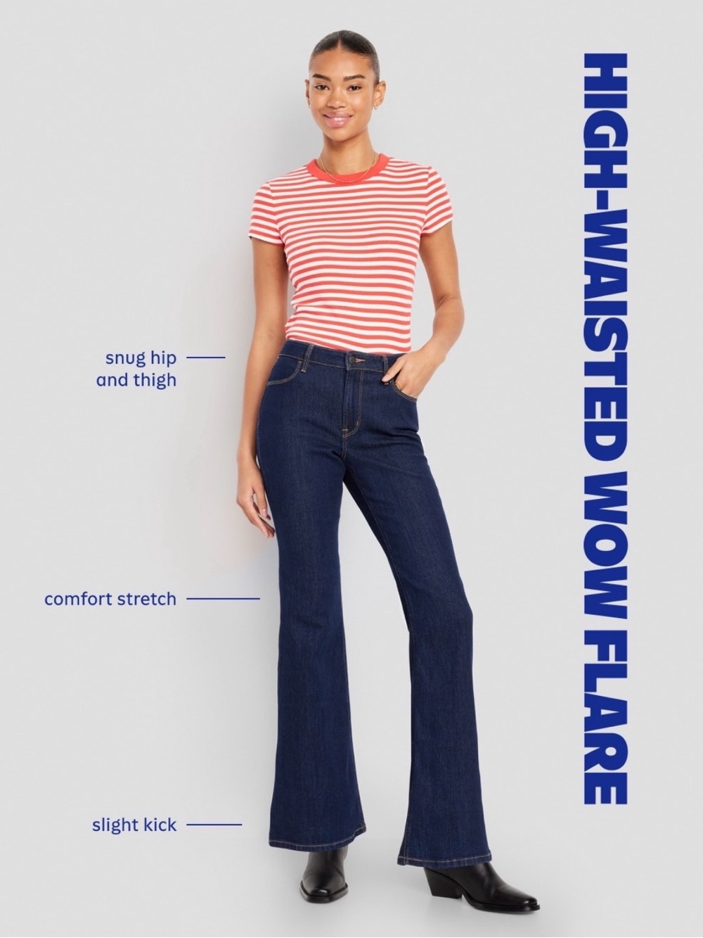 Old Navy High-Waisted Wow Flare Jeans Dark Wash 12 Short - Picture 7 of 7